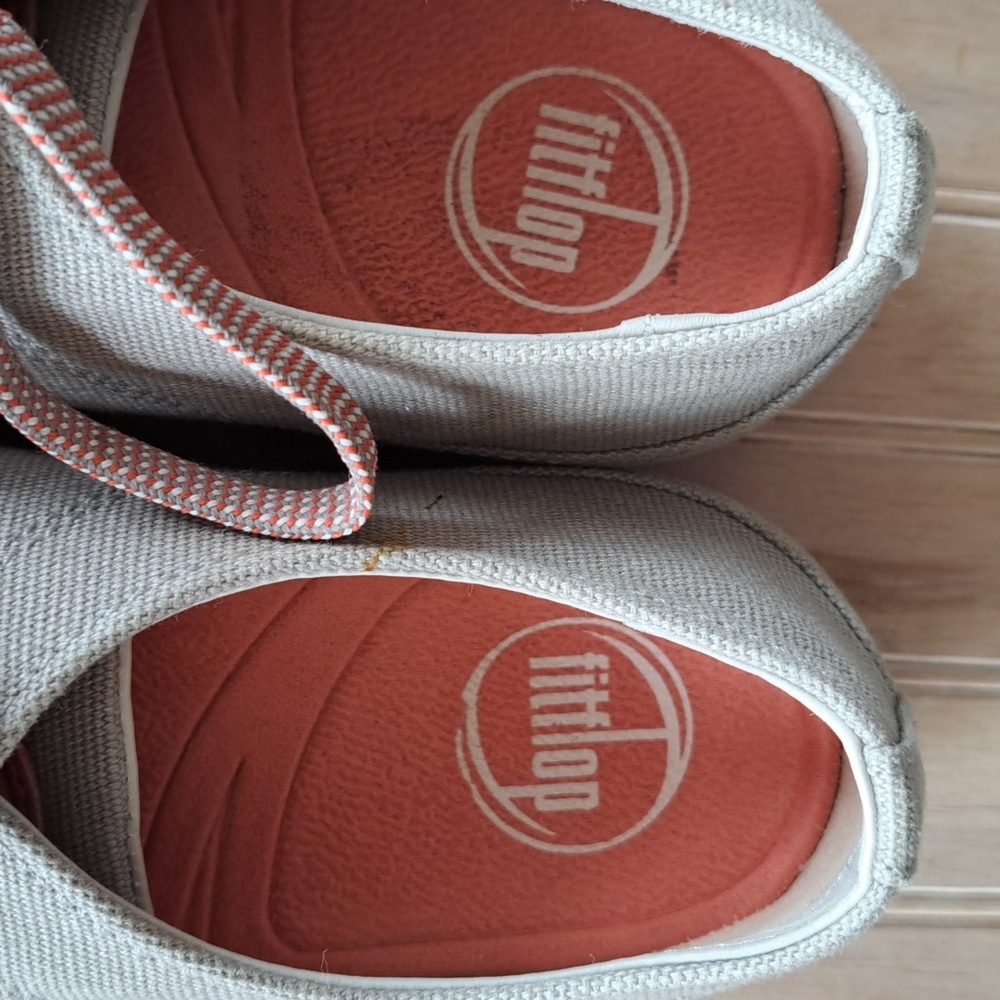 FitFlop Canvas Lace-Up Style 184-068 Gray/Coral Comfy Causal Sneakers - Picture 4 of 11